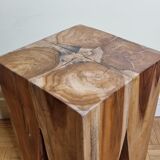 Brutalist stool in solid teak