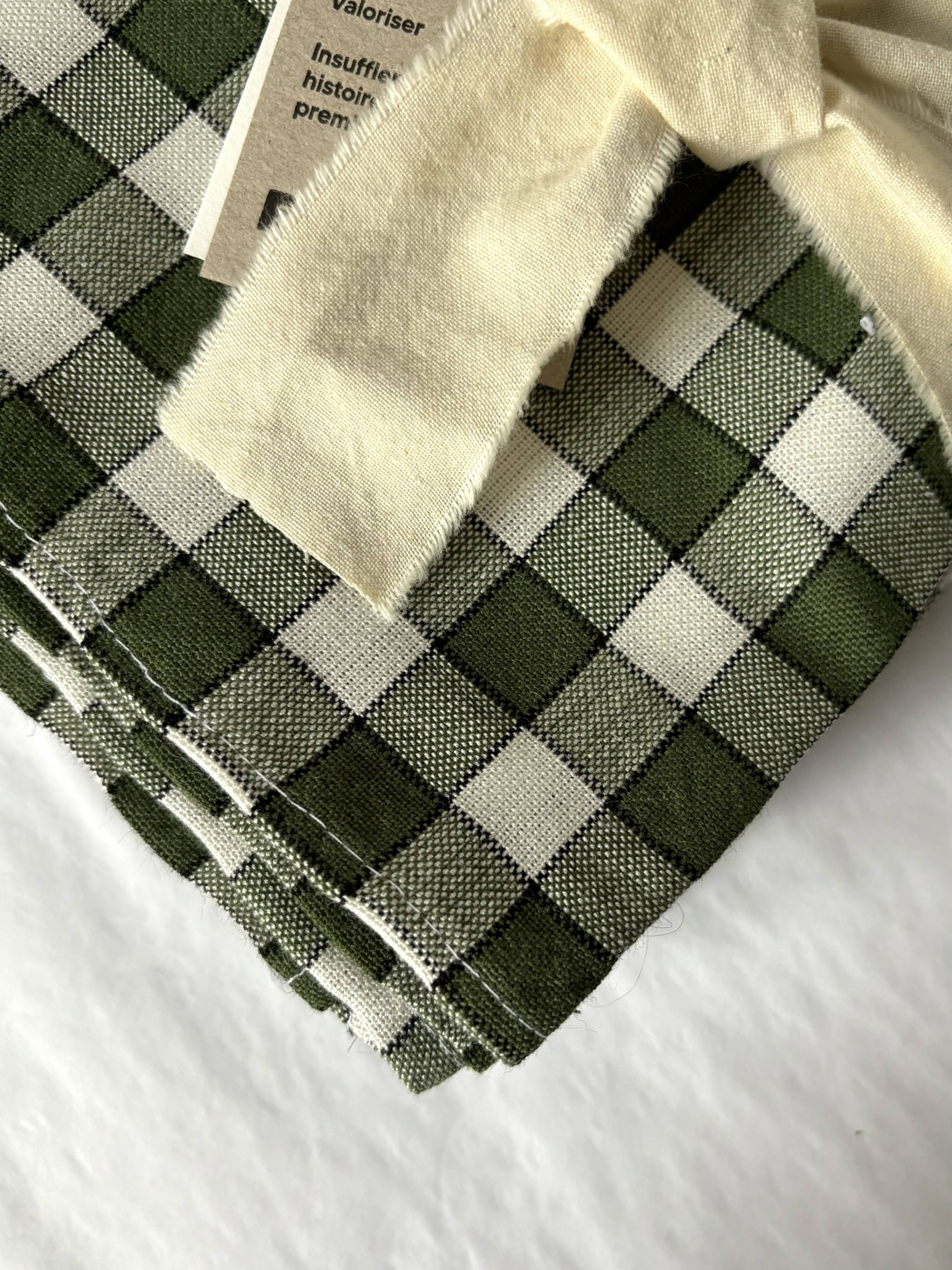 Serviette de table bistrot, carreaux verts