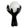 Black Ceramic Lamp with Hands & Opaline Globe – 70s Art Deco Style