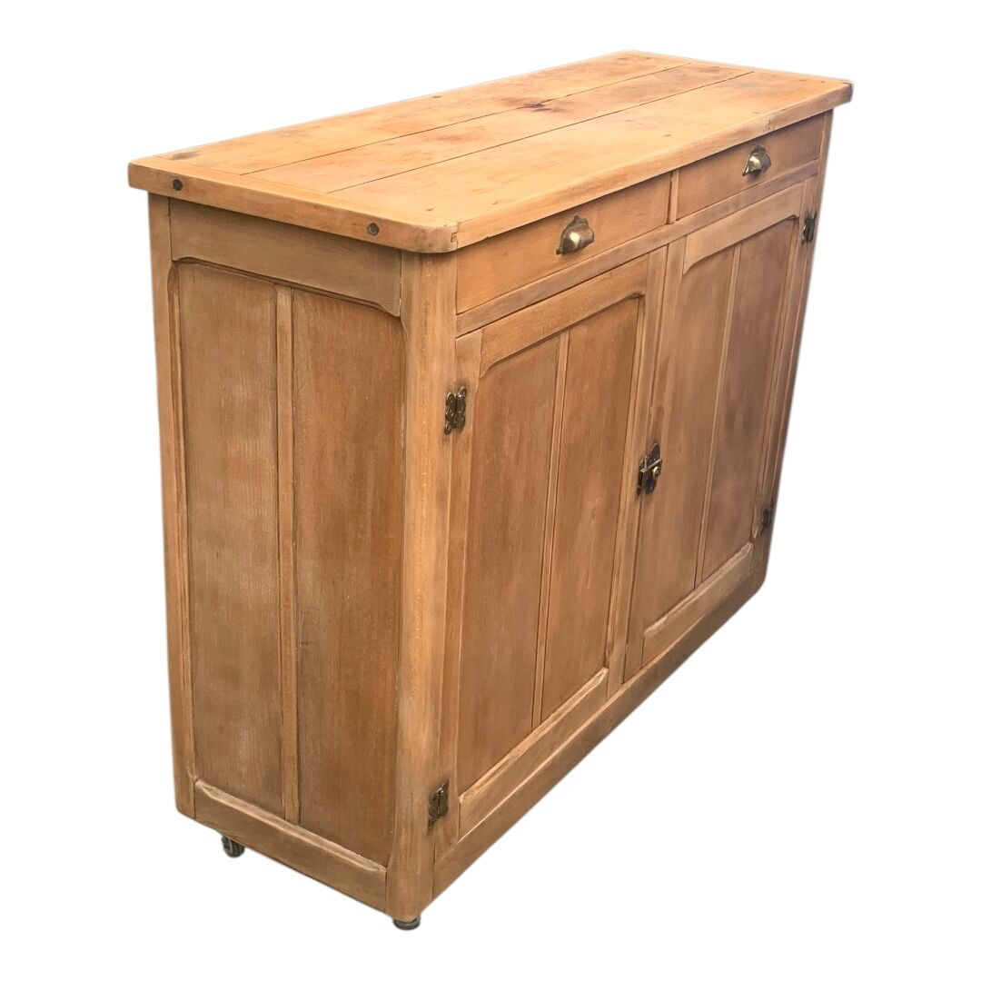 Grand Parisian buffet with billot and butterfly hinges, raw wood, 1930.