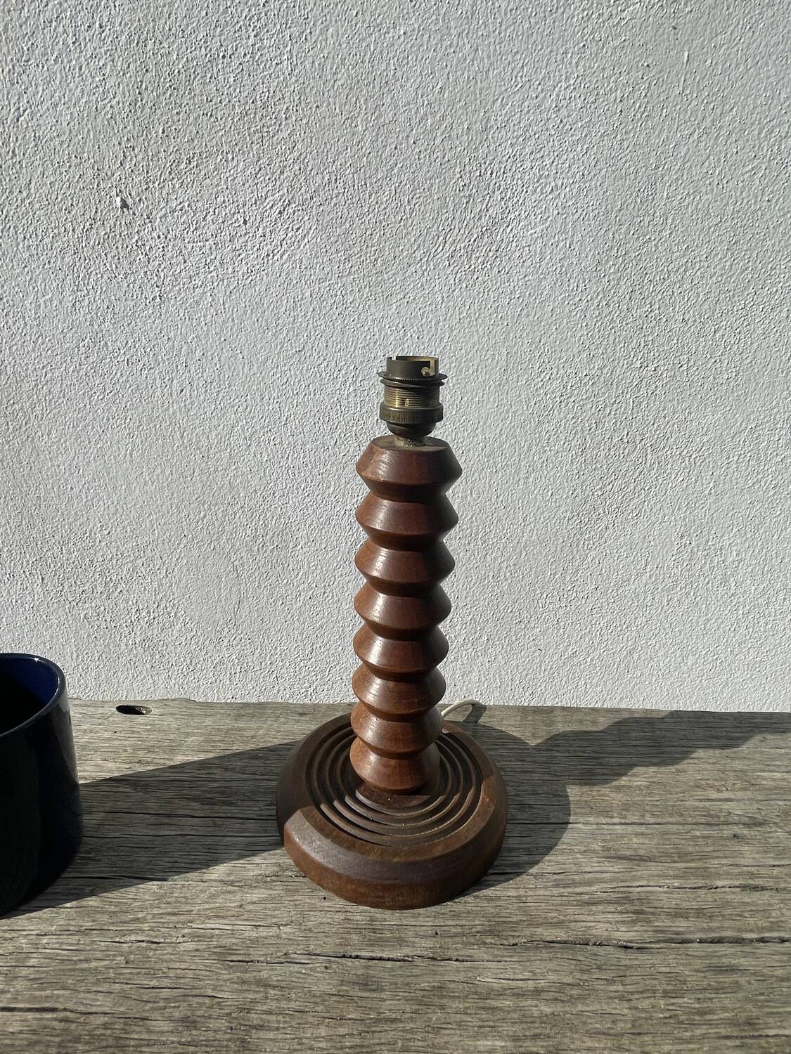 Art Deco wooden lamp base in the style of Charles Dudouyt.