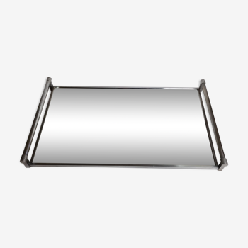 Plateau de présentation en métal et glace de style art déco, 73 cm