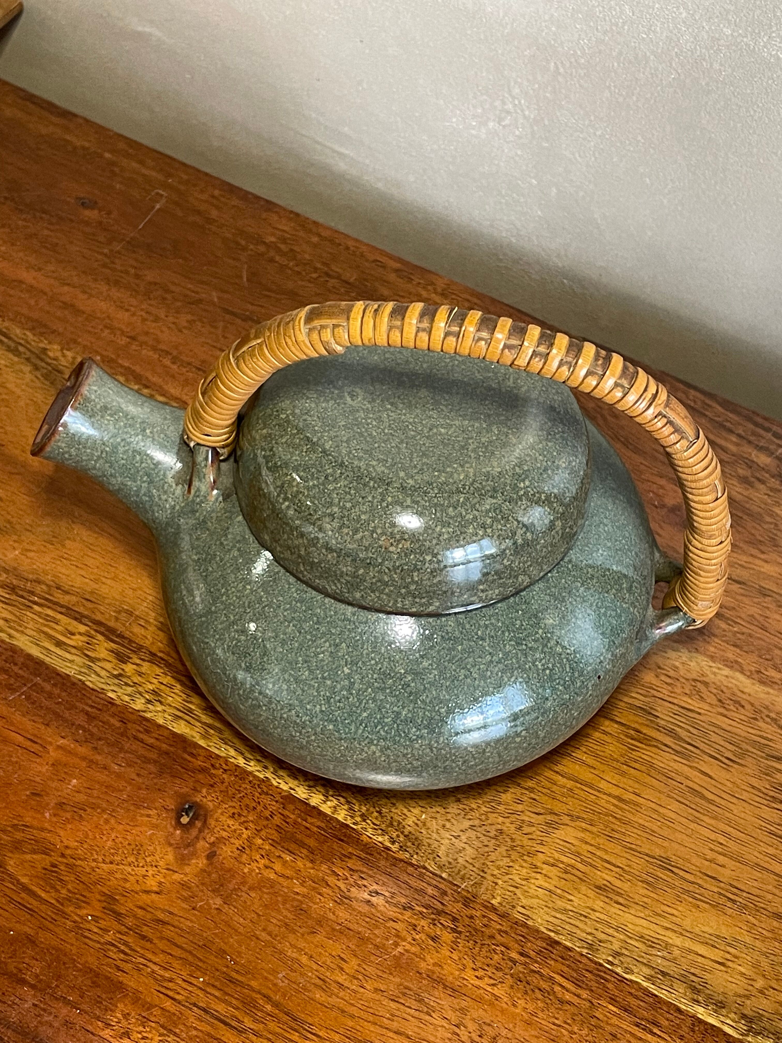 Glazed stoneware teapot