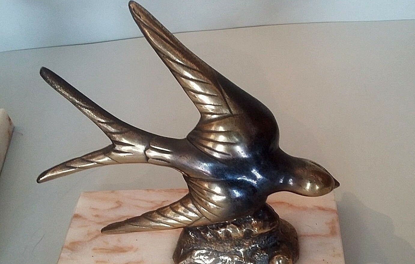 Pair of art deco swallows bookends