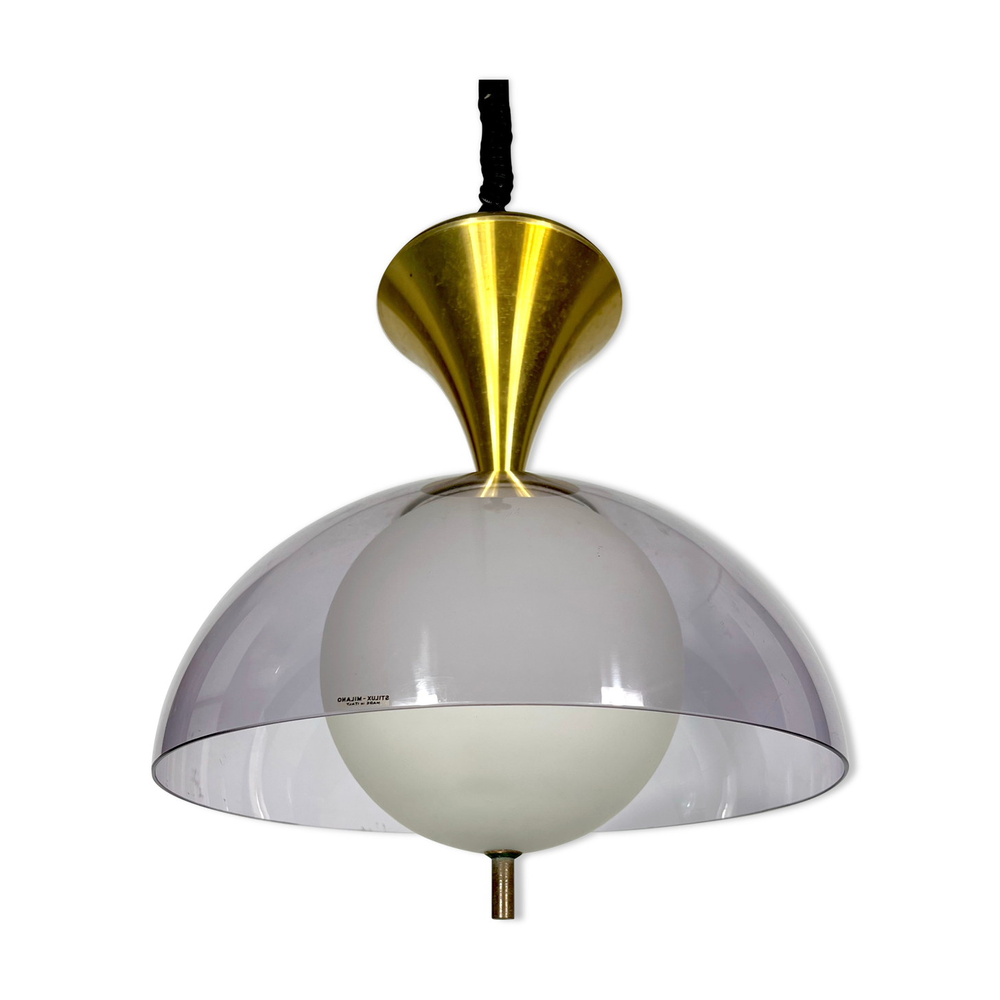 Vintage brass Stilux Milano chandelier, Italy 1960s