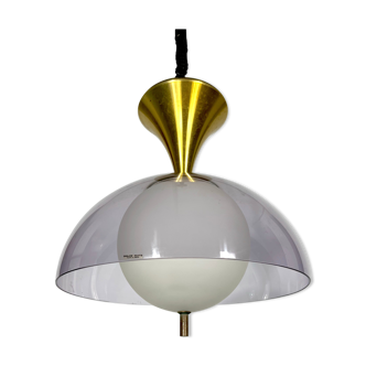 Vintage brass Stilux Milano chandelier, Italy 1960s