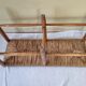 Wooden entrance bench and vintage straw 90 cm