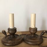 Set of two old candlestick lamps to restore