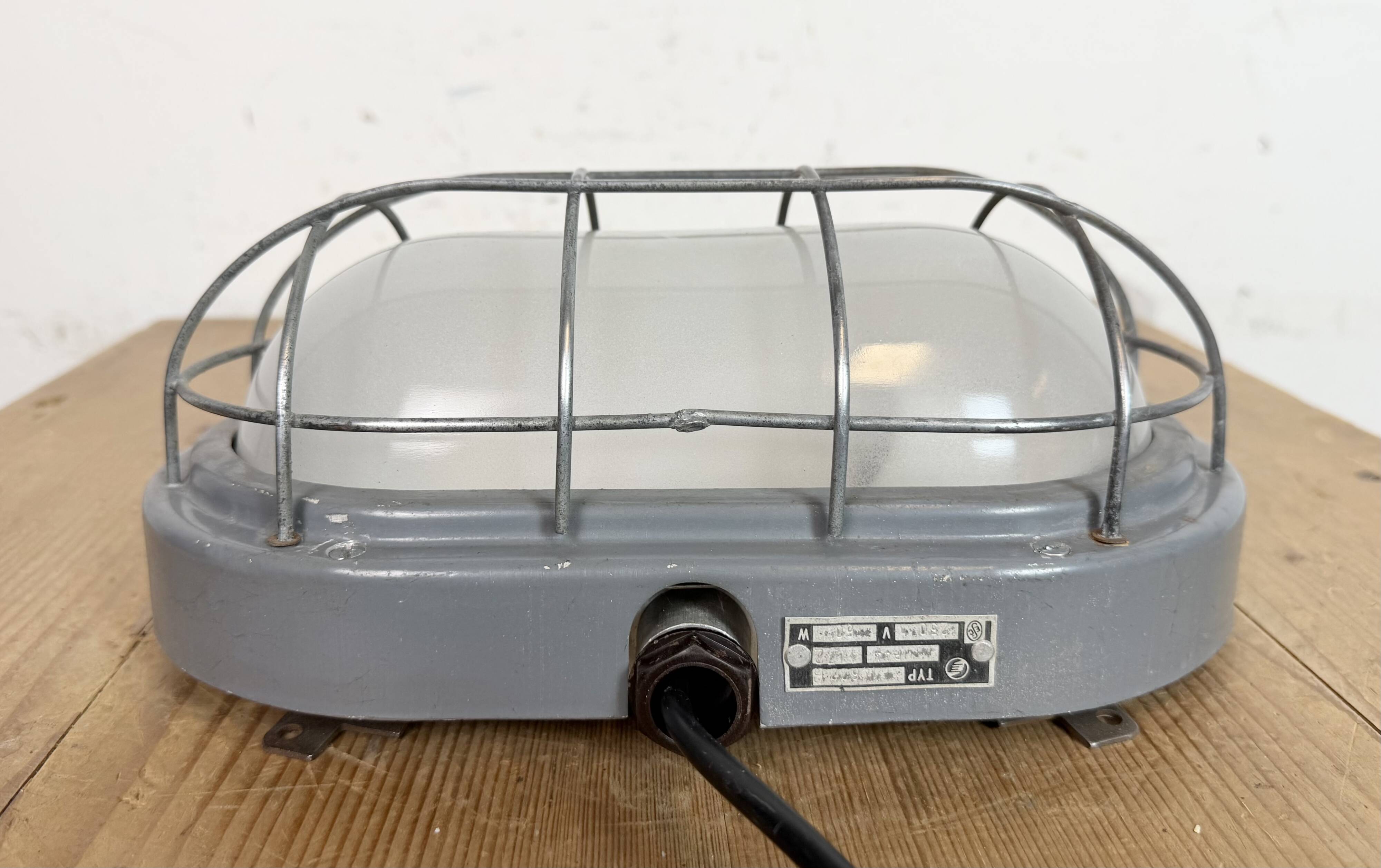 Industrial Grey Wall Light with Milk Glass, 1970s