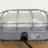 Industrial Grey Wall Light with Milk Glass, 1970s