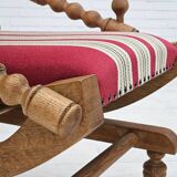 1970s, Danish highback rocking chair, oak wood, furniture wool, original condition.