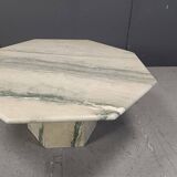 Vintage octogonal white marble coffee table, 1970s