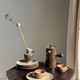 Set of 6 vintage brown stoneware dessert plates D21