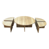 Table basse vintage avec tables d'appoint, design années 80