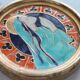 Round prayer plaque to hang, religious wall decoration, handmade enamel frame, 16 cm.