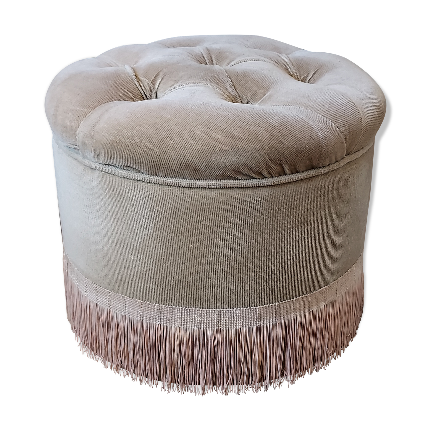 Pouf velours et franges
