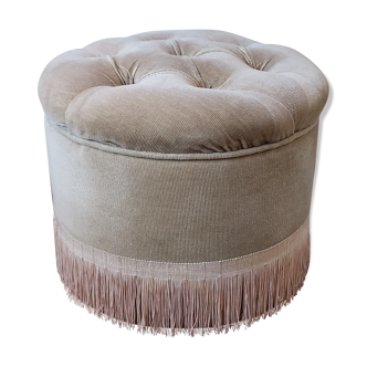 Pouf velours et franges