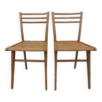 2 Vintage Luterma brand bistro chairs in wood with their patinas
