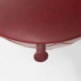 Vintage pouf with storage in dark red faux leather, France ca. 1950