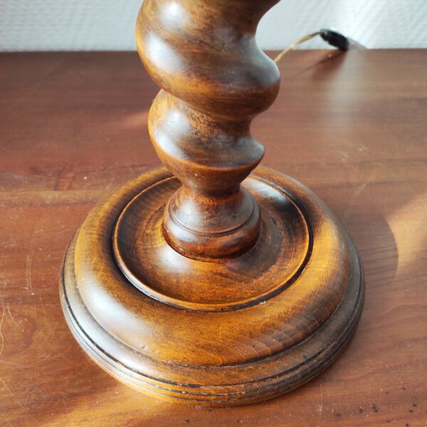Pied de lampe vintage en bois tourné – France 1950-60