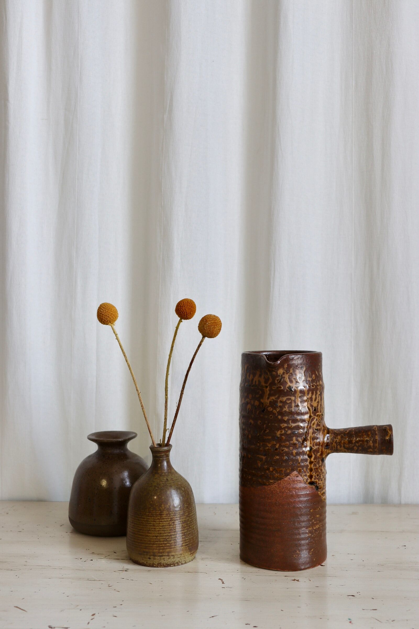 Textured stoneware decanter