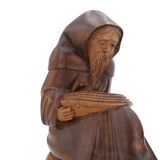 Wooden bookends monks reading, 80s