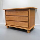 Brutalist chest of drawers in vintage elm 1980