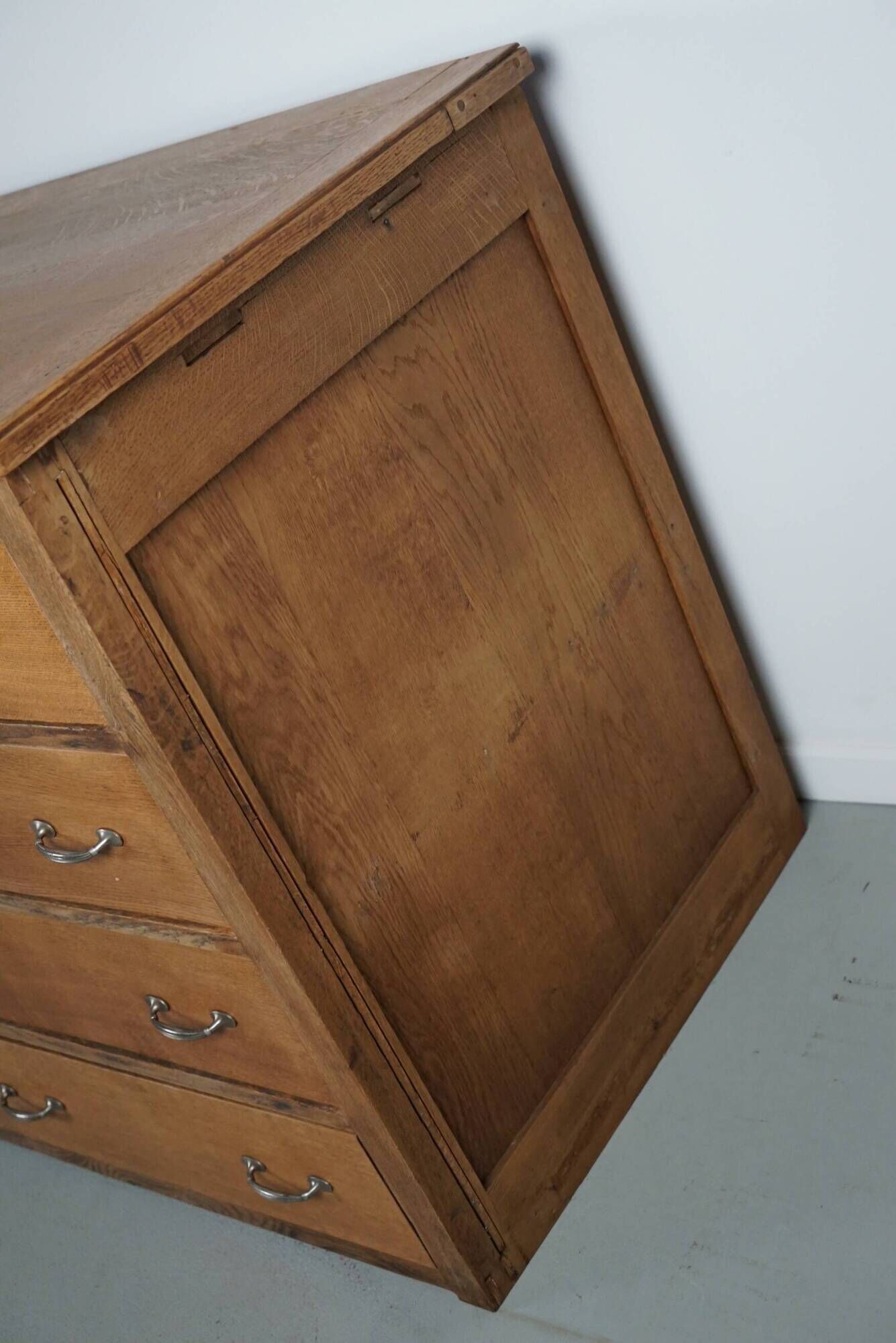 Antique French oak shop cabinet / kitchen island, 1930s