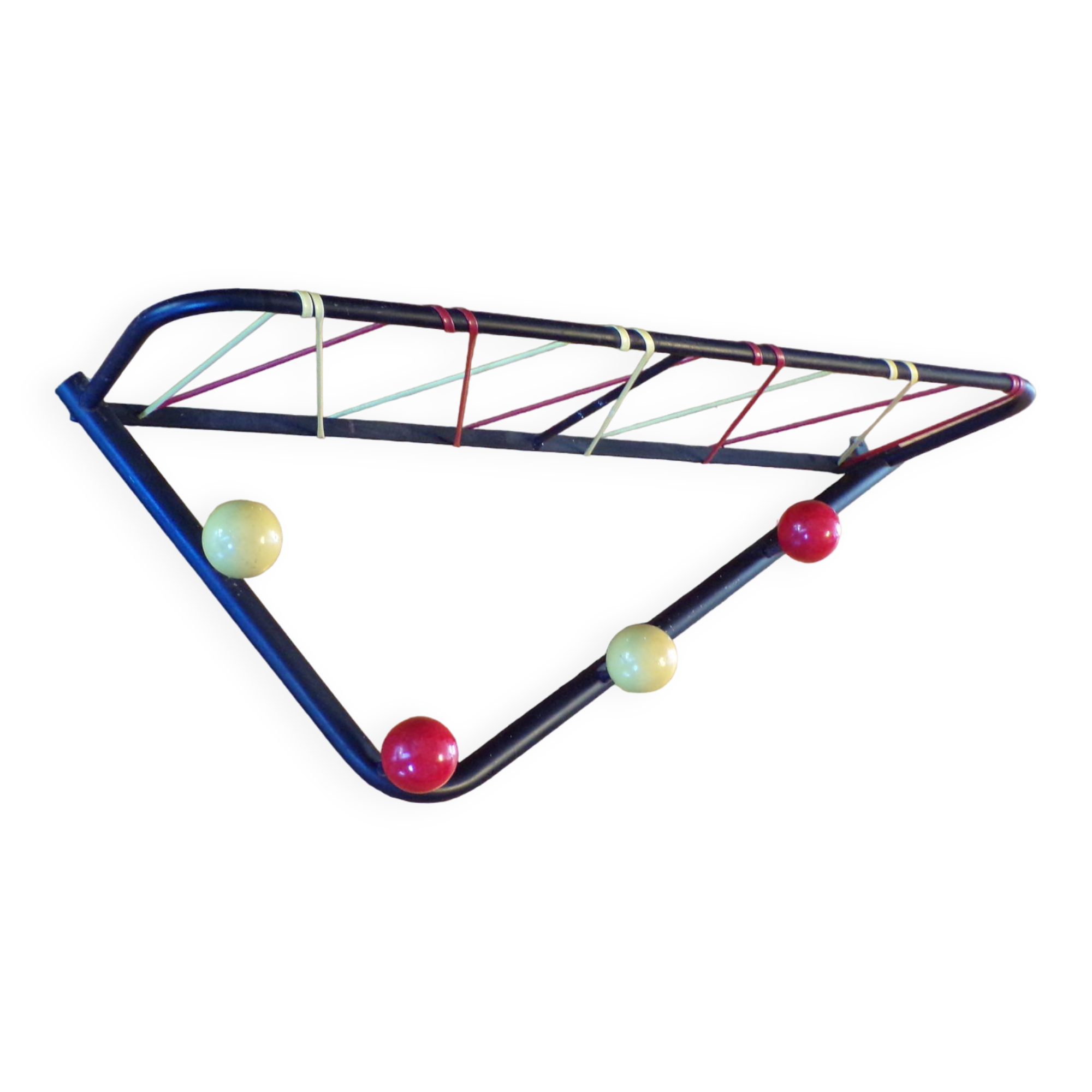 Vintage coat racks wooden balls with scoubidou shelf