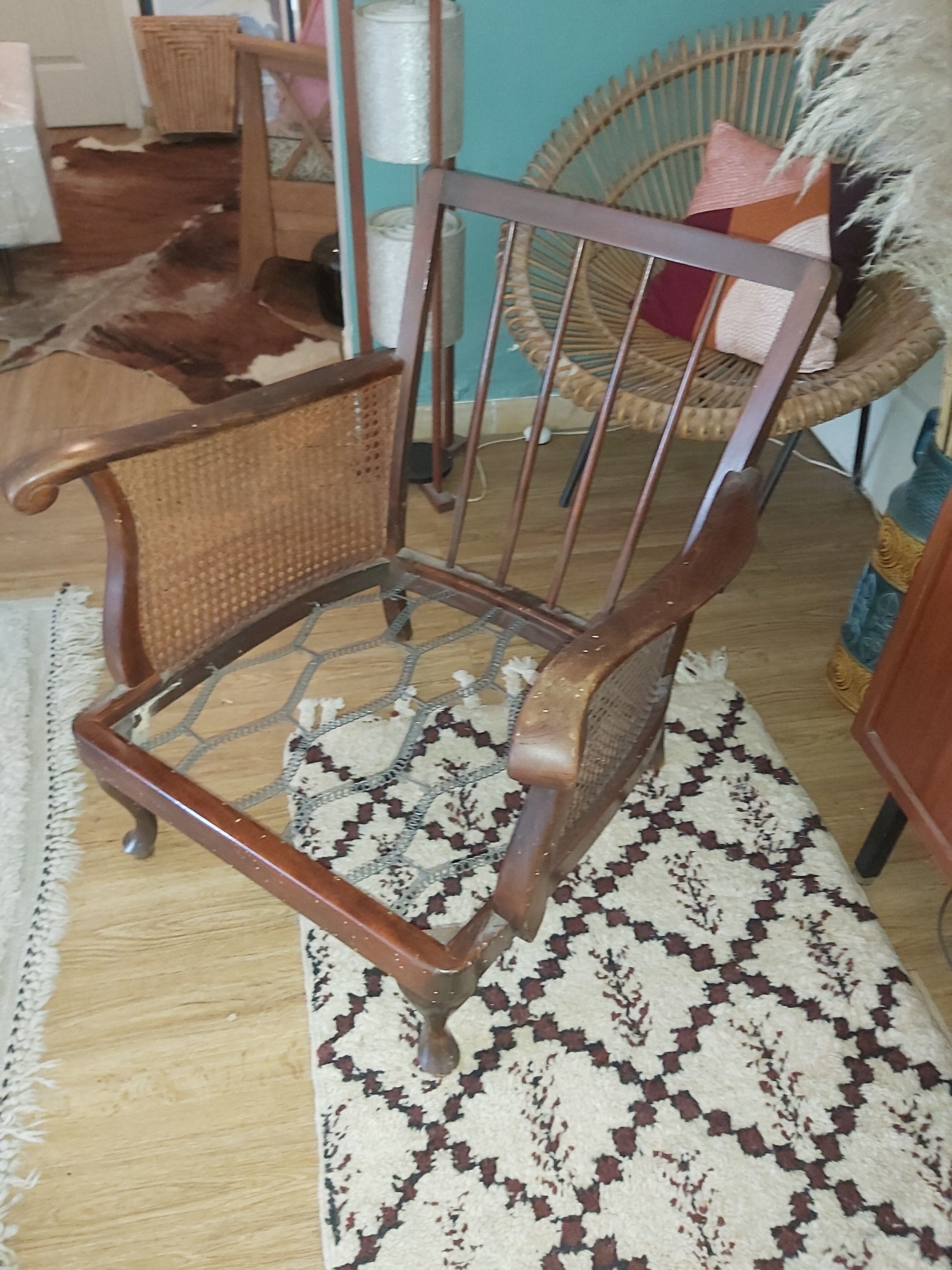 Chippendale wooden and canning armchair