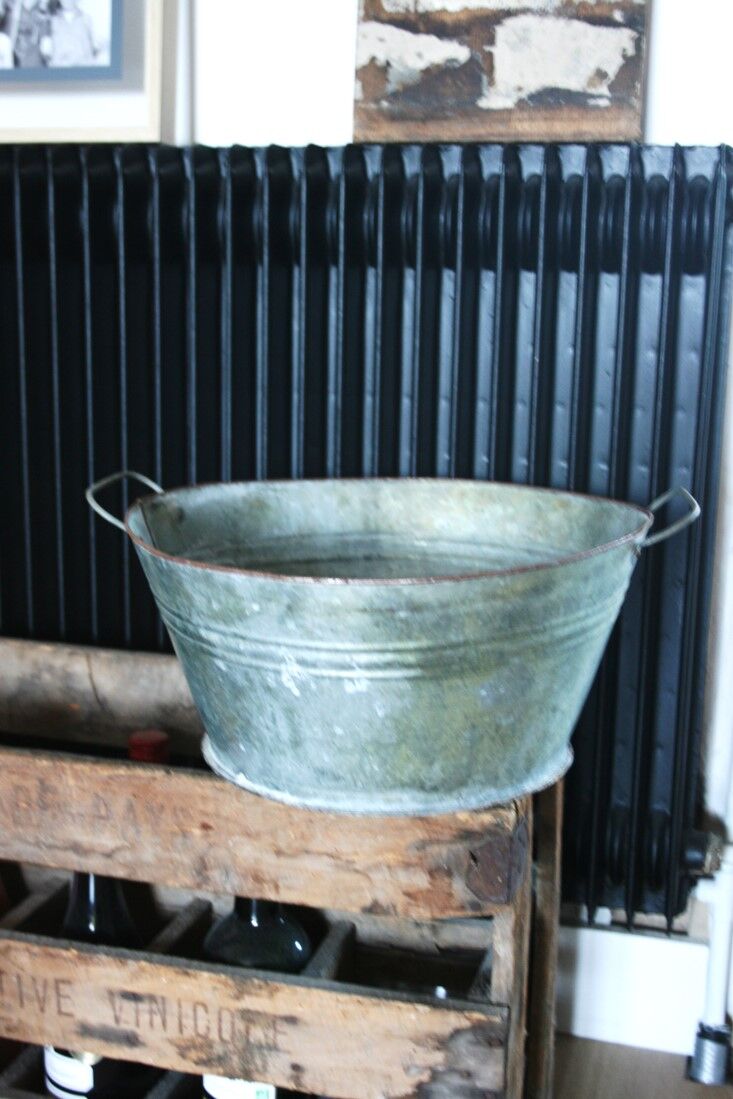 Galvanized metal basin