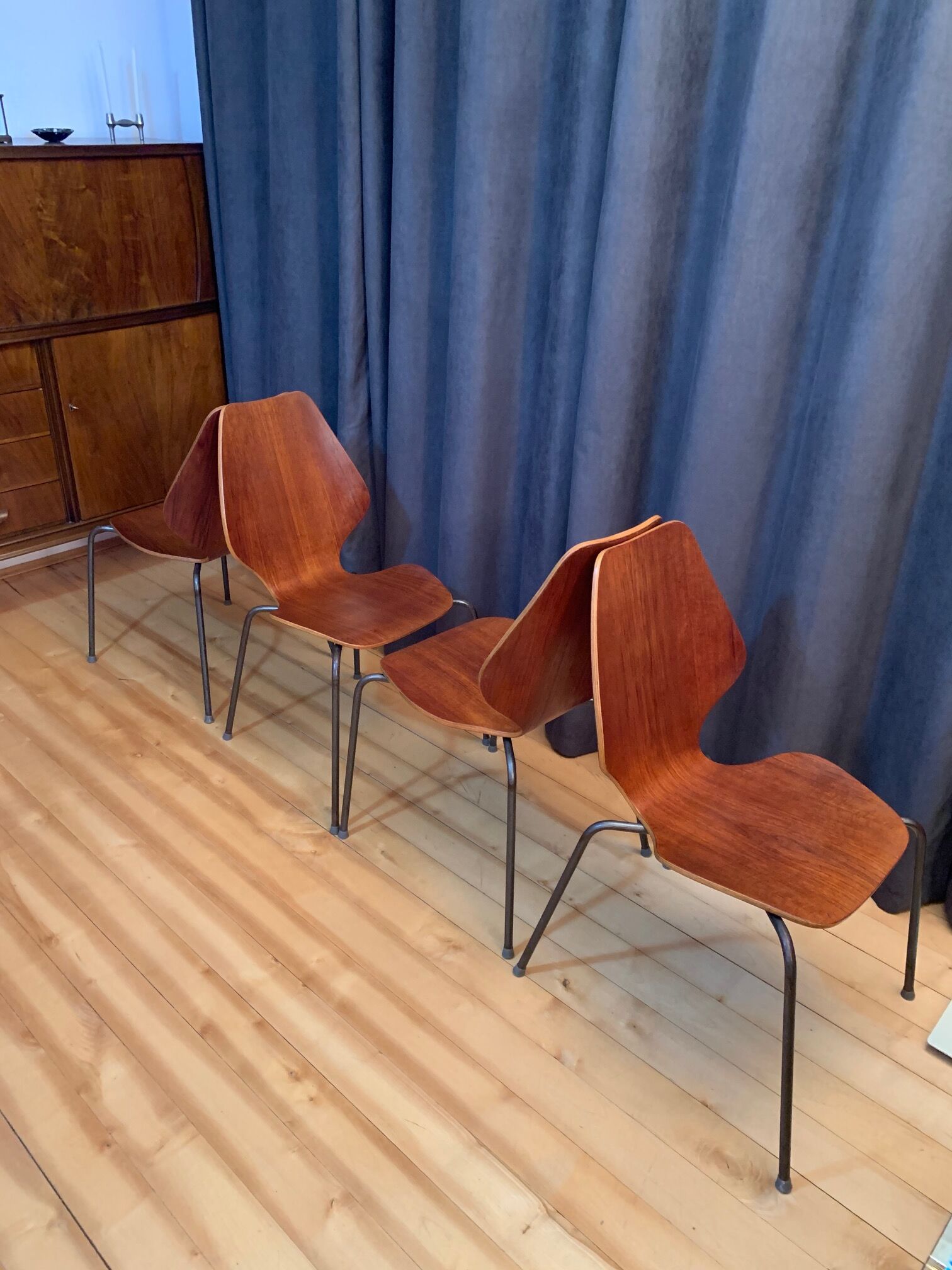 A set of four chairs by Herbert Hirche, Jofy Stalmobler, Denmark, 1950