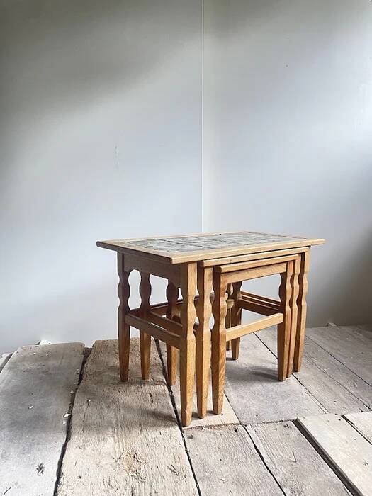 Henning Kjærnulf set of three oak nesting tables for EG Kvalitets, Denmark 1960s