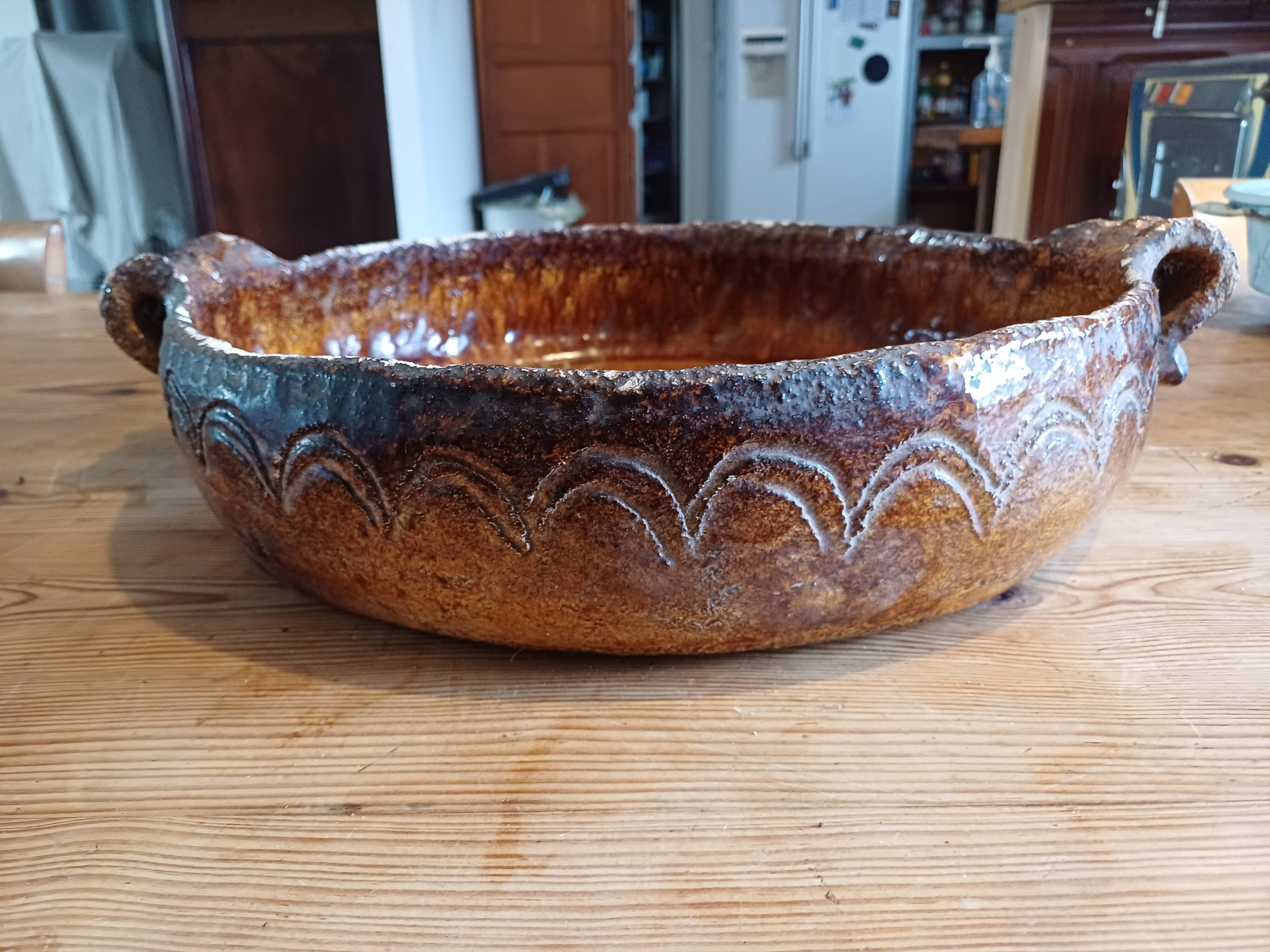 19th century enamelled terracotta dish