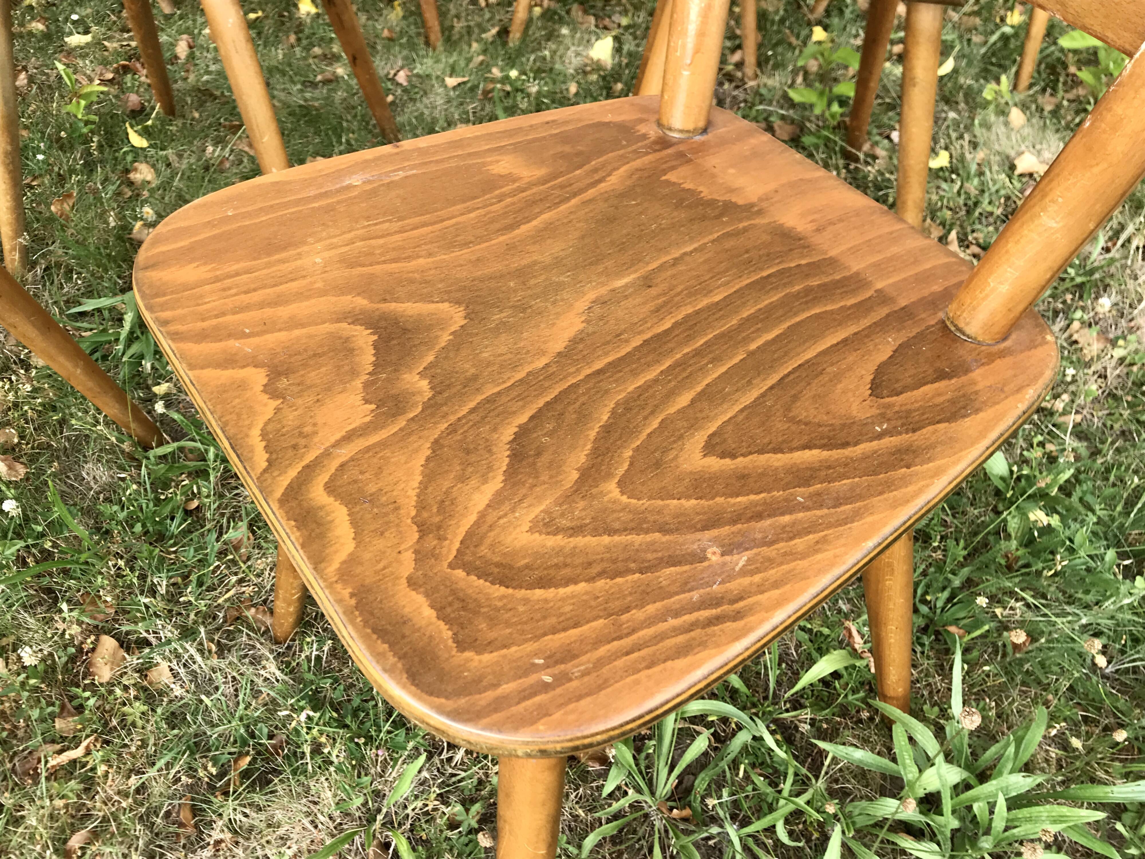 Series of 6 Scandinavian chairs or vintage wooden bistro