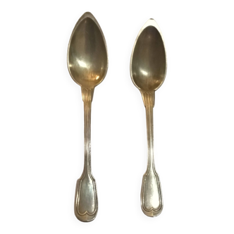 2 vintage christofle fillet pointed entremet spoons 14.5 cm silver metal