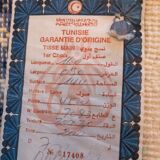 Handcrafted oriental blue and white rug Tunisia vintage fringes