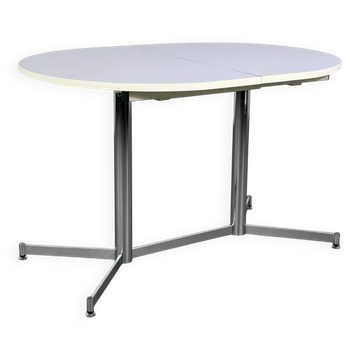 1950s oval extendable dining table in chrome and formica