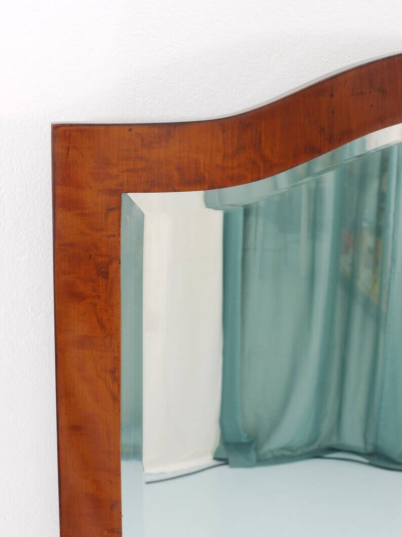 Early Biedermeier Large Antique Pearwood Shield Wall Mirror, Vienna, 1820s