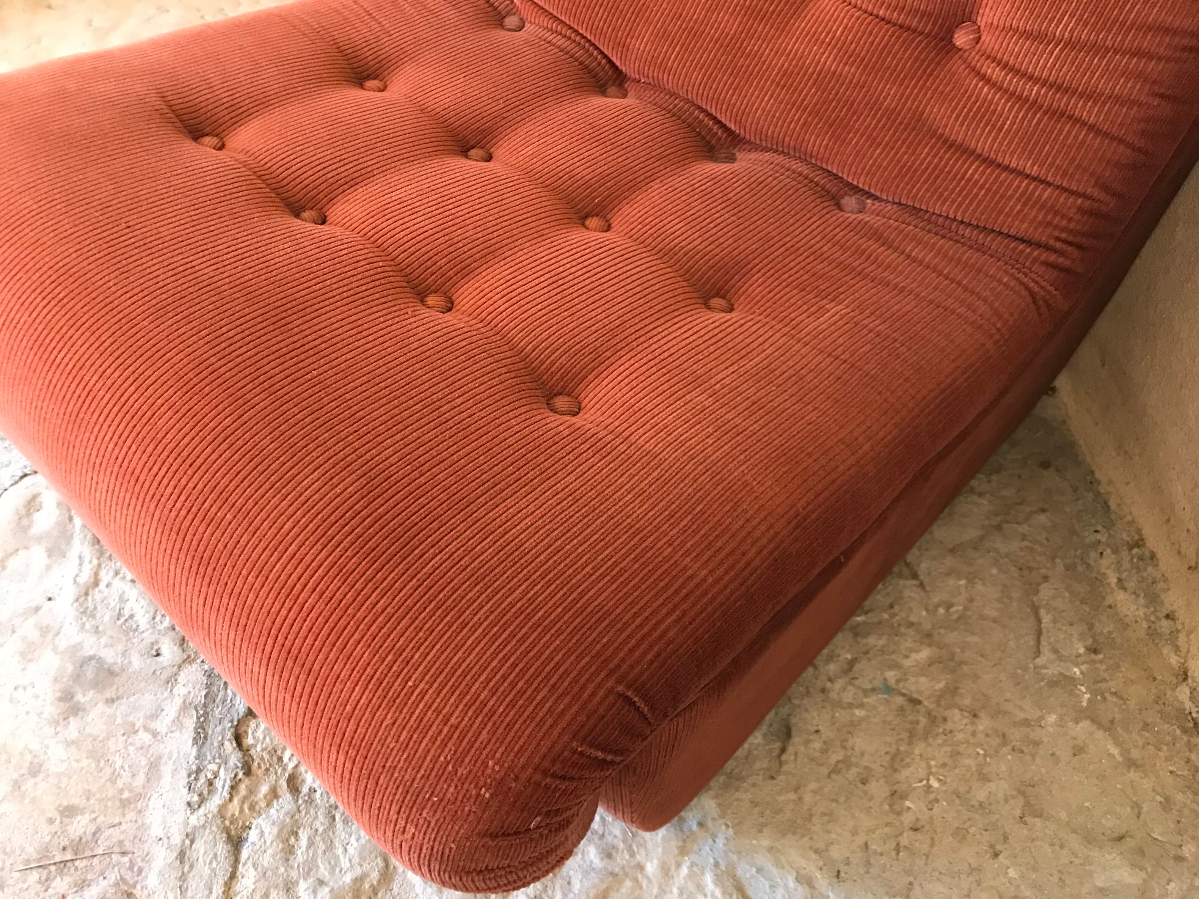 Vintage chair upholstered in corduroy
