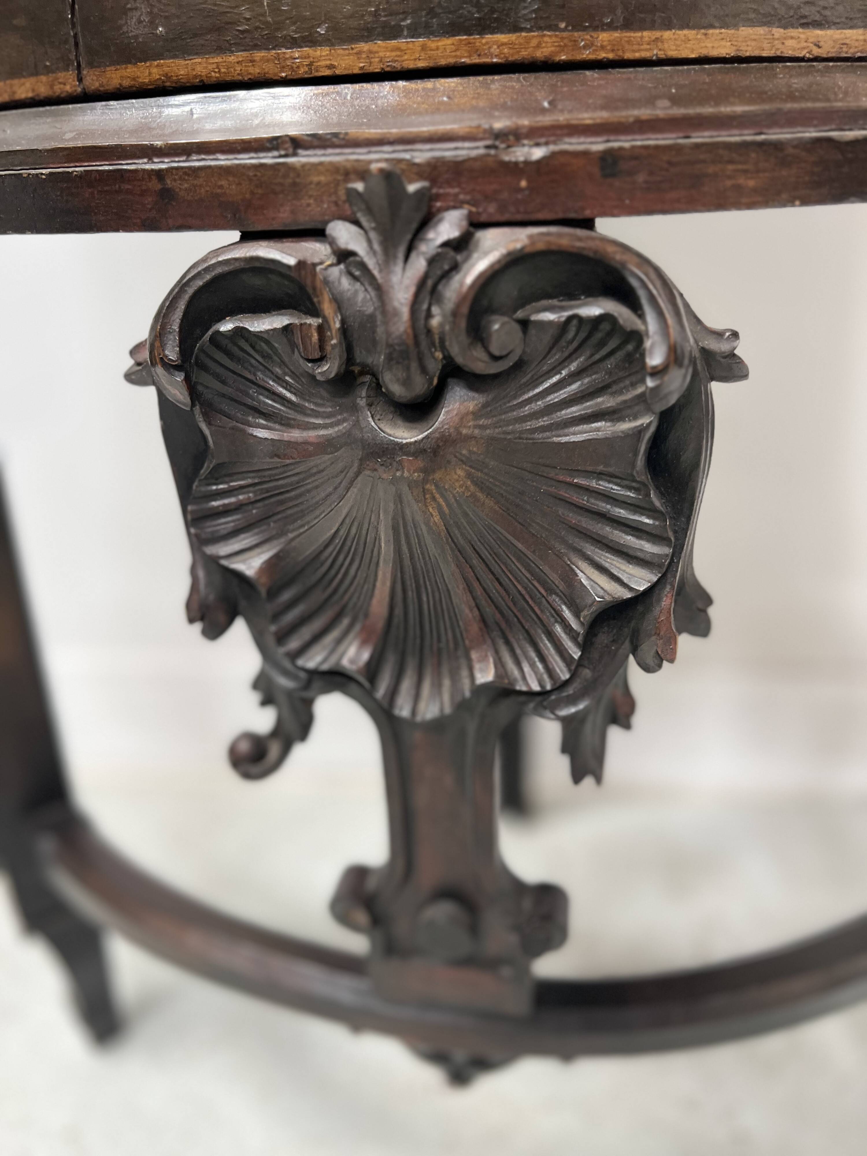 Half-moon corner cabinet decorated with a biblical scene, 19th century