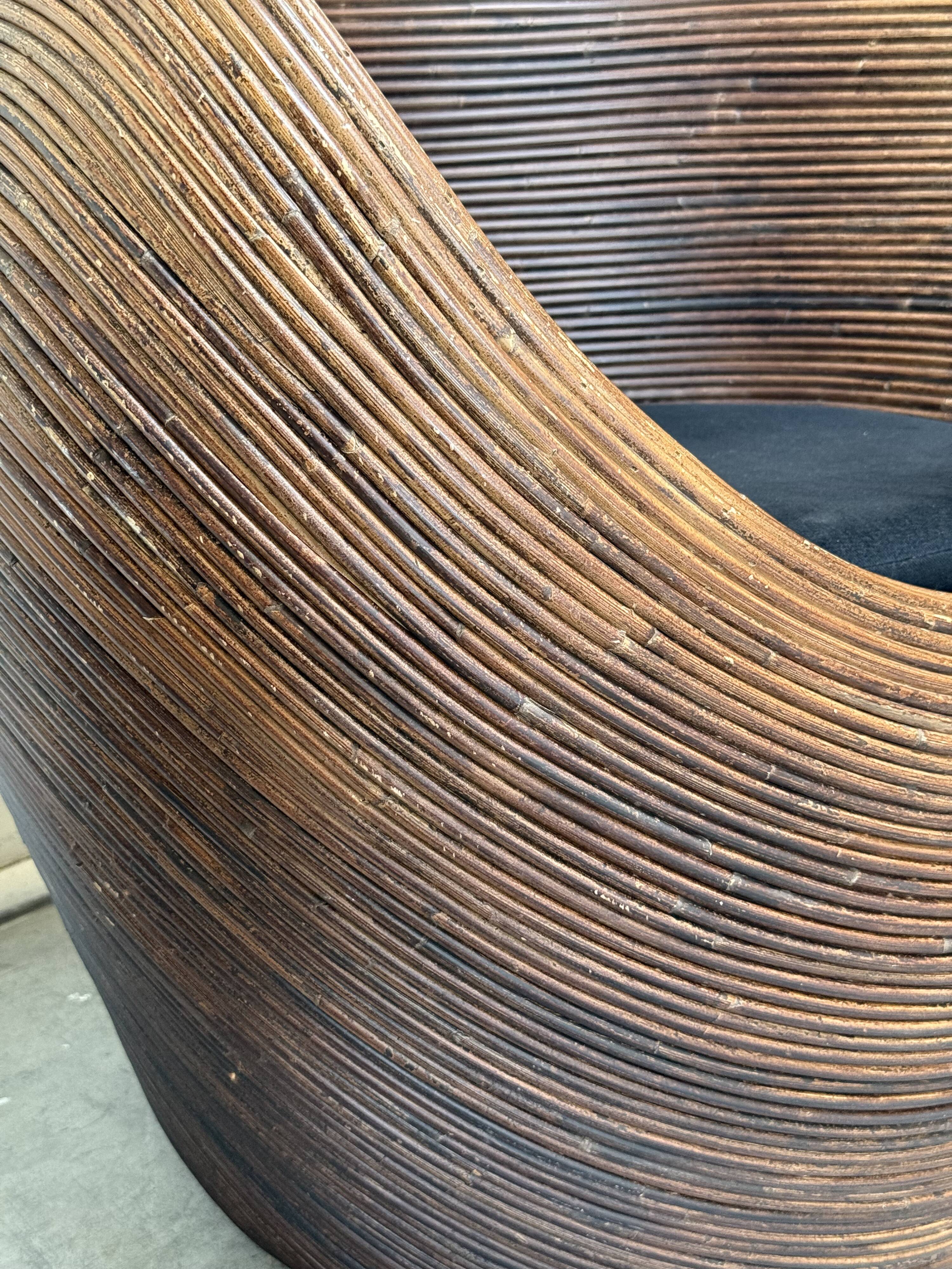 Organic Rattan Lounge Chair Attributed to Gabriella Crespi