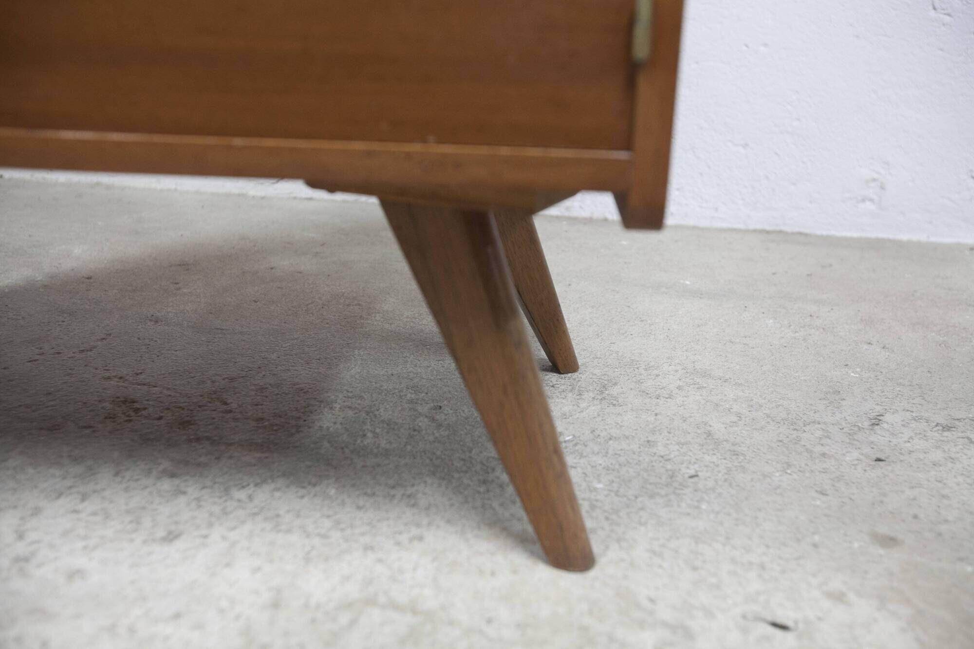 1960 Scandinavian secretary with teak compass feet and pastel yellow top