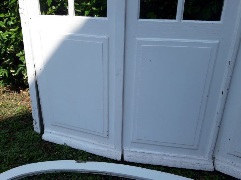 Door bay window arched oak frame H233,5xW234 small tiles