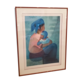 Lithography of Louis Toffoli "pink motherhood"