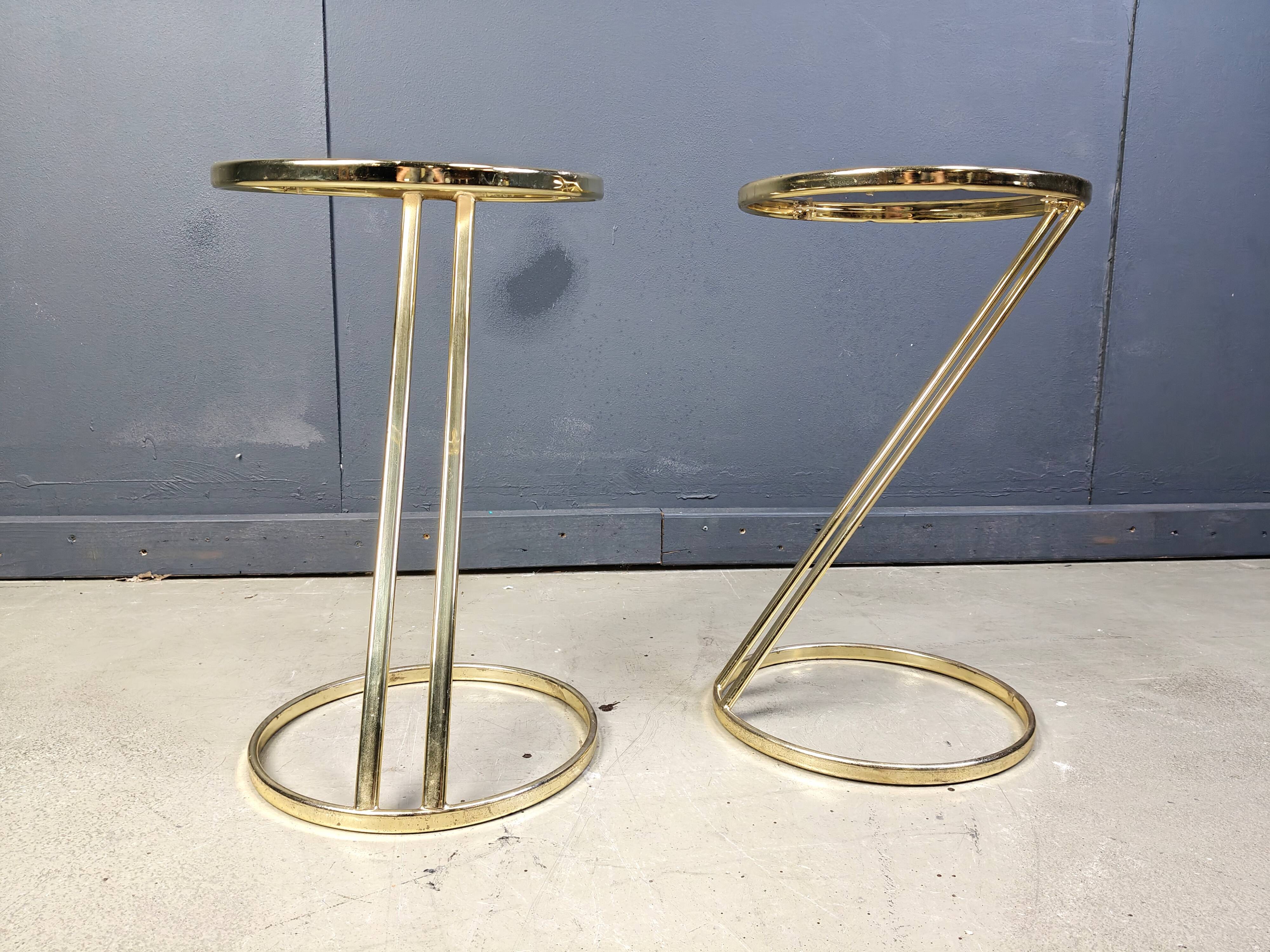 Vintage brass side tables - set of 2, 1970s