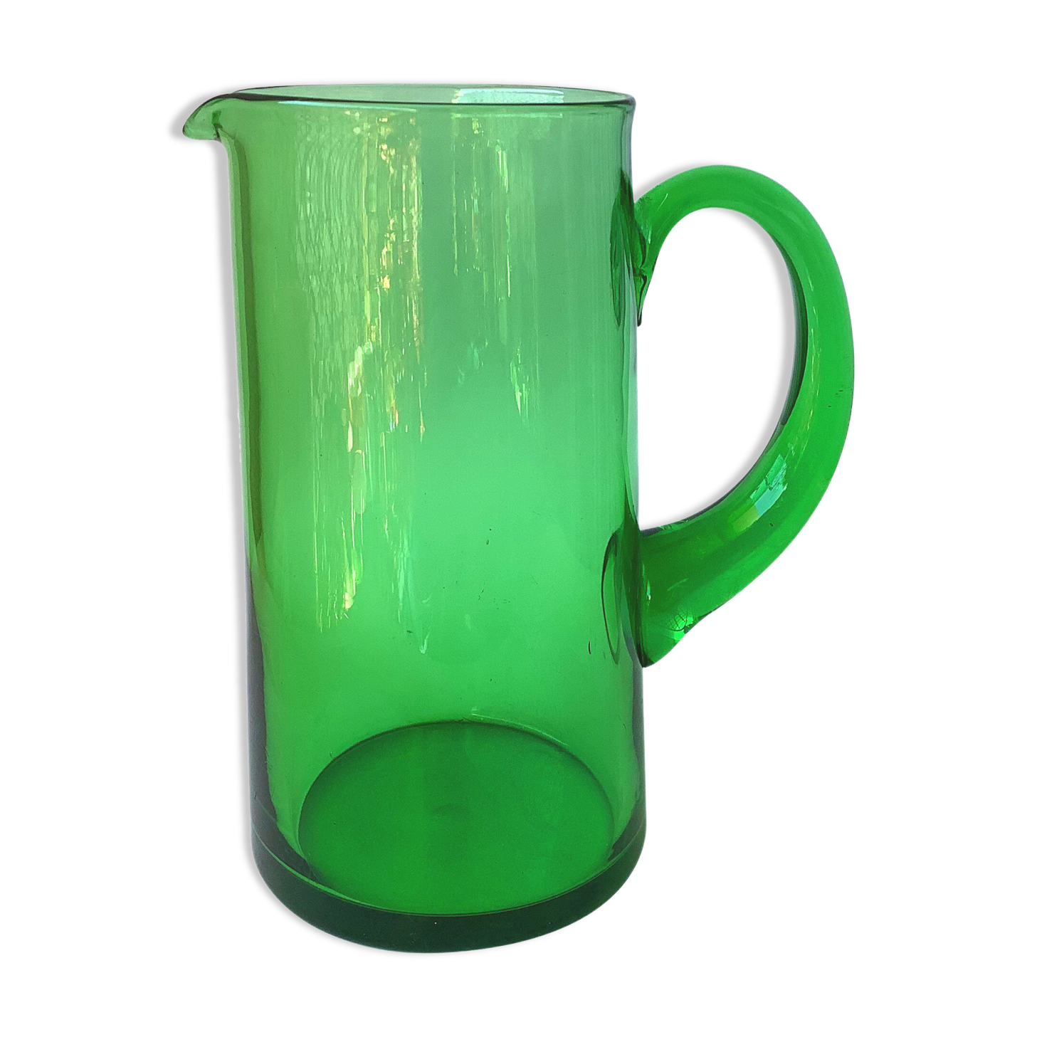 Green blown glass decanter