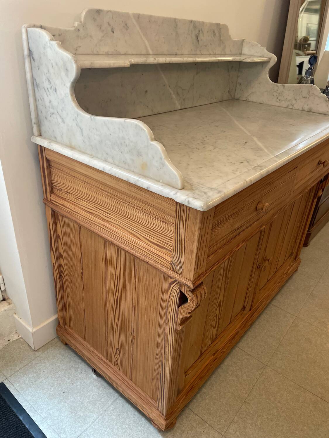 Sandblasted pitch pine bathroom cabinet