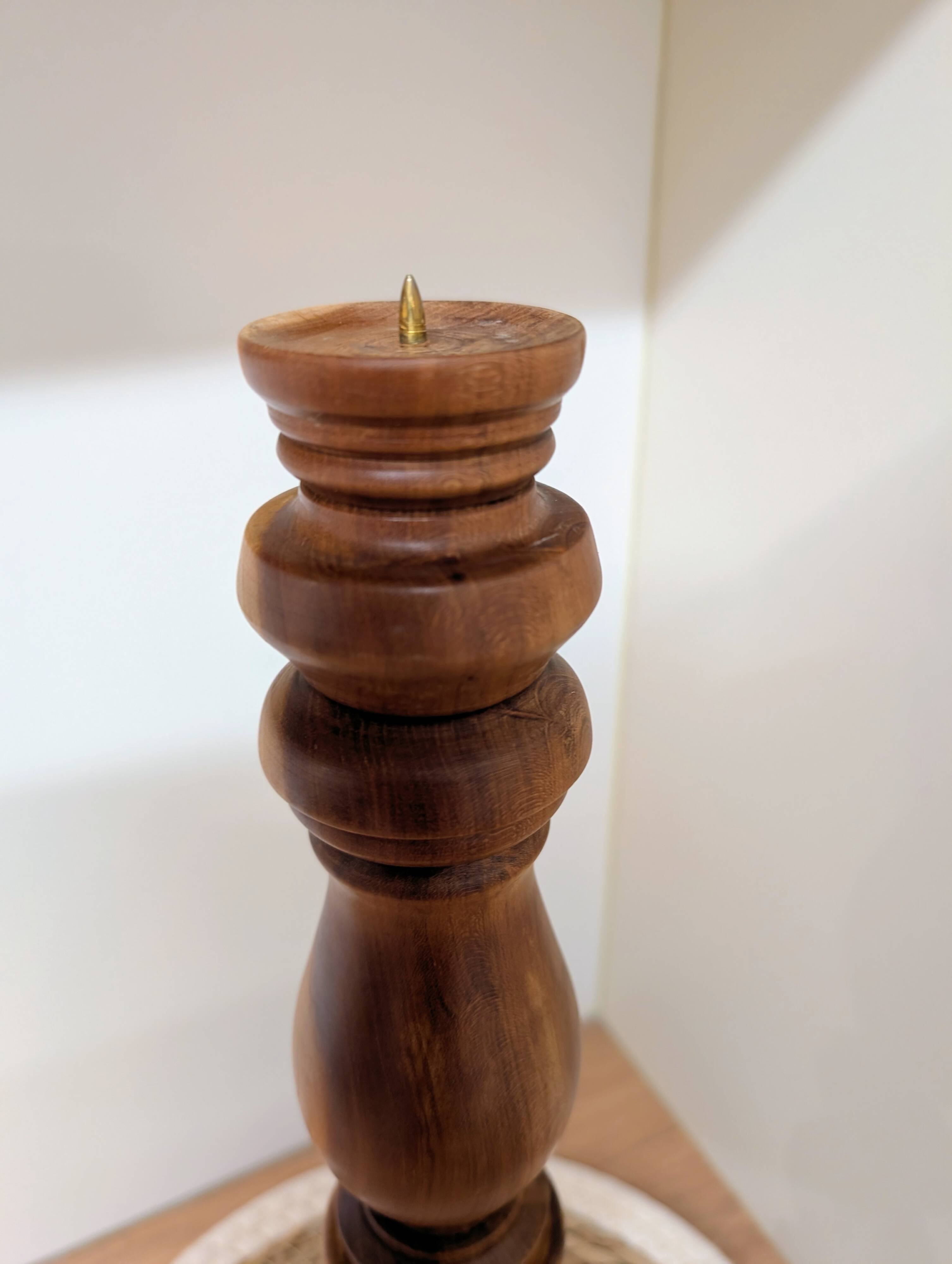 Turned solid wood candlestick