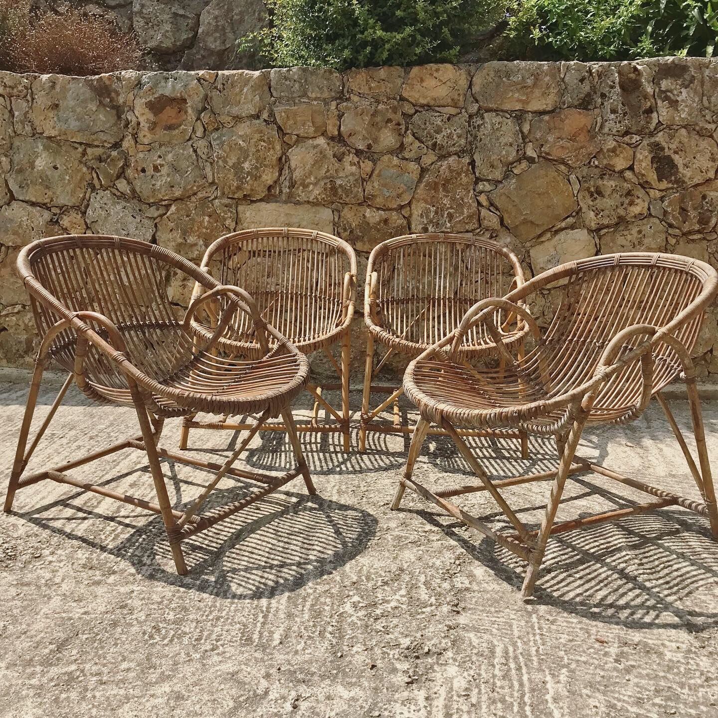 Salon en rotin vintage 1960